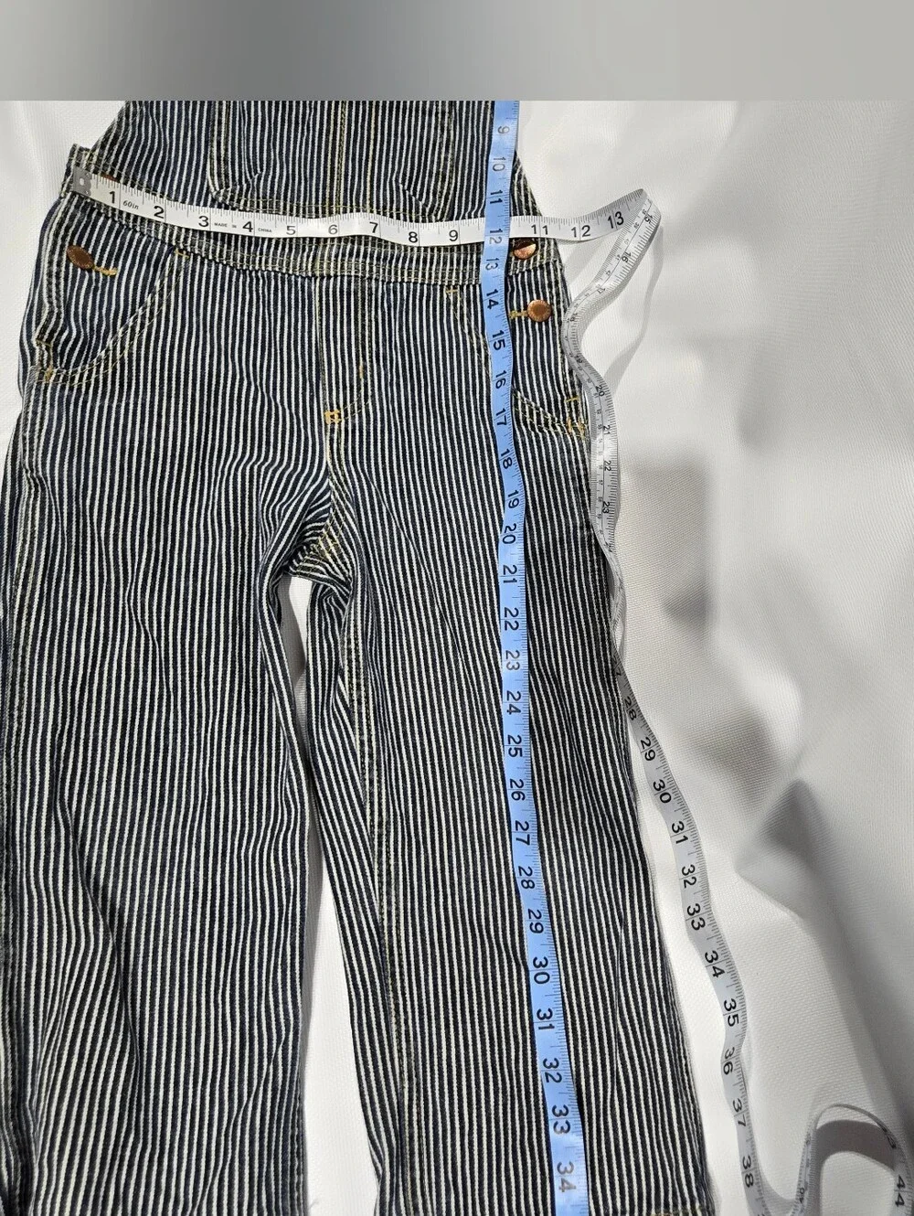 Oshkosh B'gosh Blue Striped 4t Boys Overalls 100% Cotton Copper Buttons